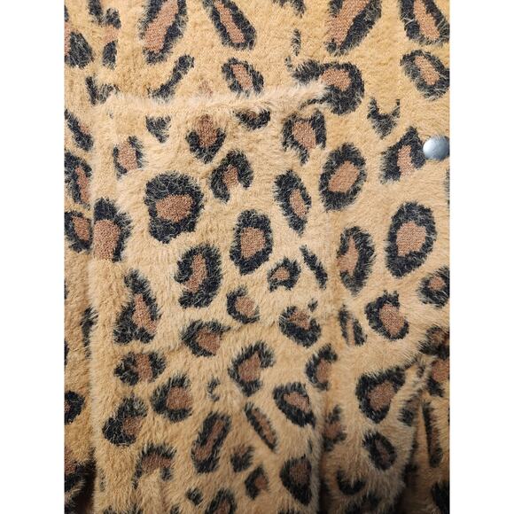 RACHEL ZOE NWT Leopard print faux fur sweater size large snaps - Picture 4 of 9